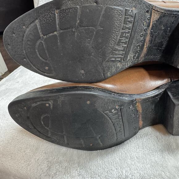 Tony Lama Leather Boots Men 10 EE Brown Cowboy Western Pointed Toe Embroidered - Picture 13 of 16